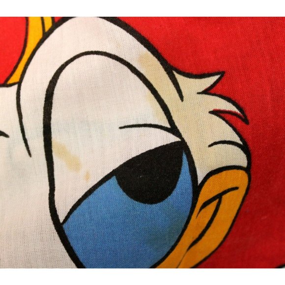 2 VTG 80s Disney Sports Theme Mickey Minnie Daisy Donald Red Curtain Panel Pleat - Picture 11 of 12